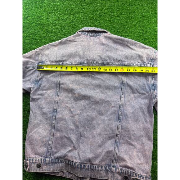 FOREVER 21 Acid Wash Denim Jacket Purple Women's M Oversized Trucker Jean Coat - Picture 16 of 16